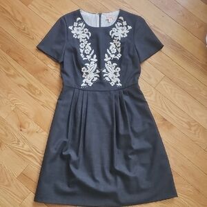 Brooks Brothers Dark Gray Dress with White Floral Design